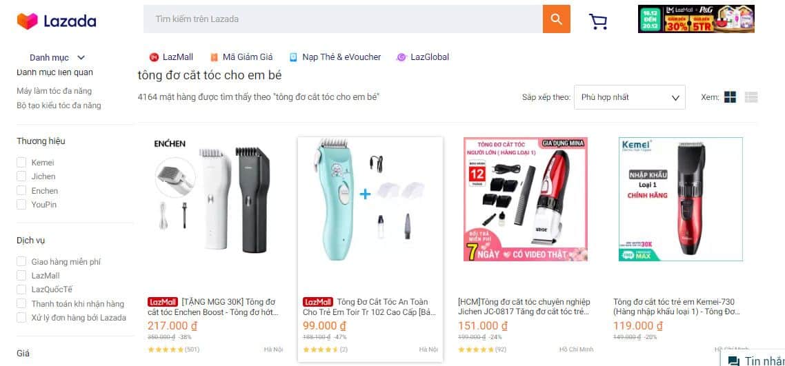 tông đơ cắt tóc cho bé Lazada
